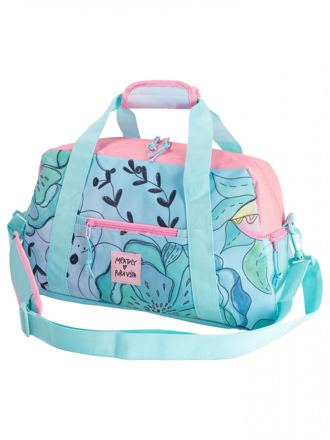 Meatfly cestovní taška X Pura Vida Mavis Mint Flowers Modrá Objem 26 L